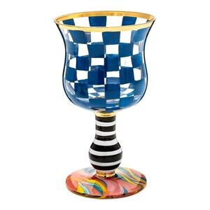 Brand New Mackenzie-Childs Carnival Royal Wine Glass